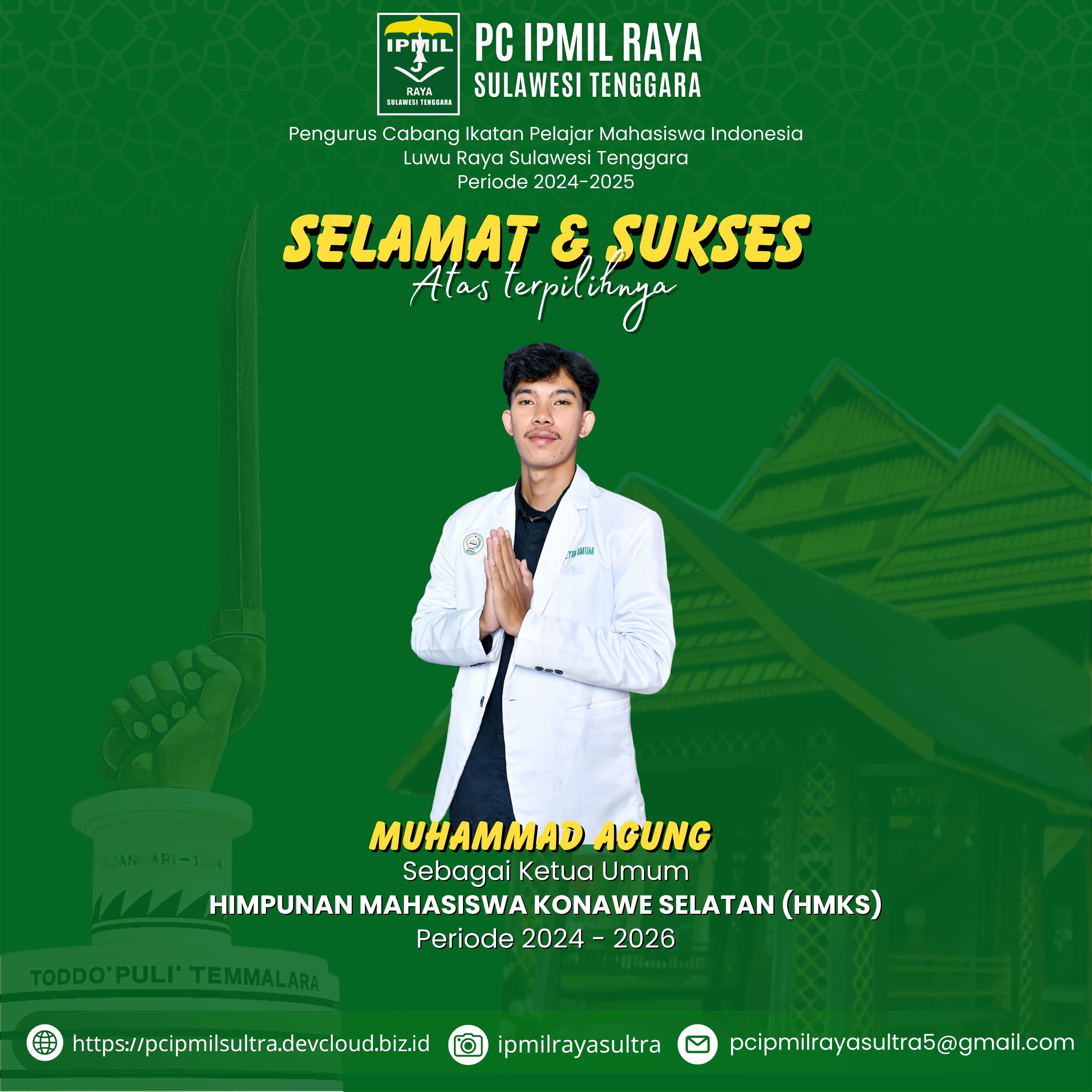 Ucapan Selamat & Sukses Atas terpilihnya Muhammad Agung Sebagai Ketua Umum Himpunan Mahasiswa Konawe Selatan Periode 2024 - 2026